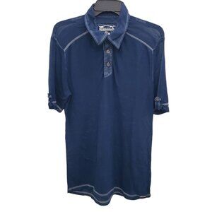 Buckle Black Label Men's Navy Semi Sheer‎ Burnout Slim Fit Tissue Polo Top M